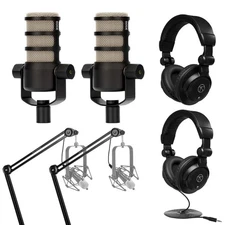Rode Rode 2X PodMic Dynamic Podcasting Microphones Bundle with 2x Broadcast Arms