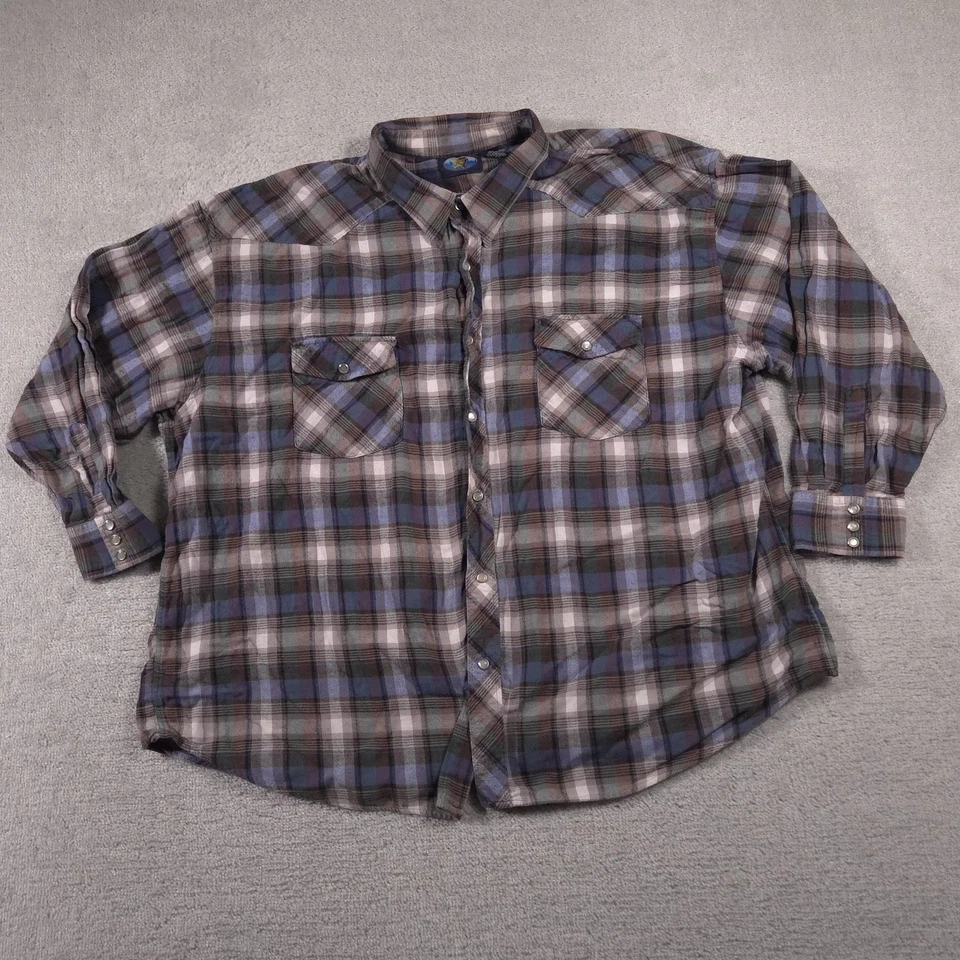 Falcon Bay Shirt Mens 3XL Plaid Western Pearl Snap Long Sleeve Cowboy Rodeo - Image 2 of 4