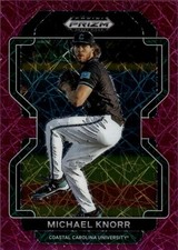 2022 Panini Prizm Draft Picks Michael Knorr #PDP103 Neon Pink Velocity 17P