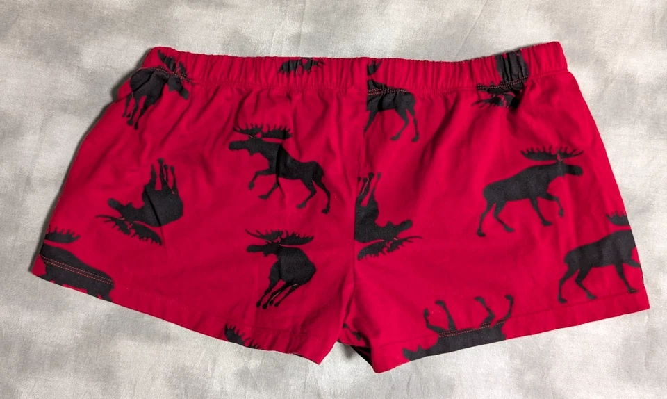 Conjunto de pijama Hatley top y pantalones cortos rojo alce negro salón pijamas algodón mujer L Foto 3 de 4