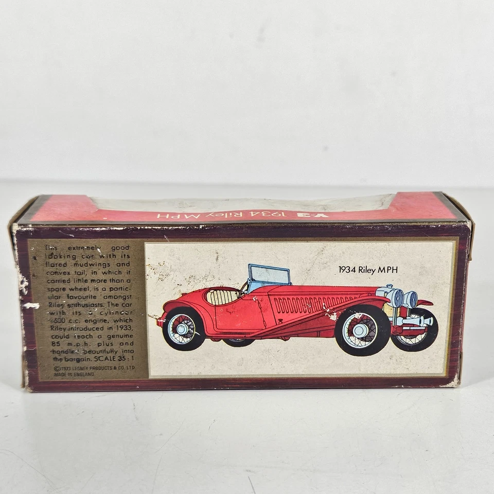 Matchbox Yesteryear Y-3 1934 Riley MPH A Vintage Colour Red Diecast Roadster Box - Image 3 of 4
