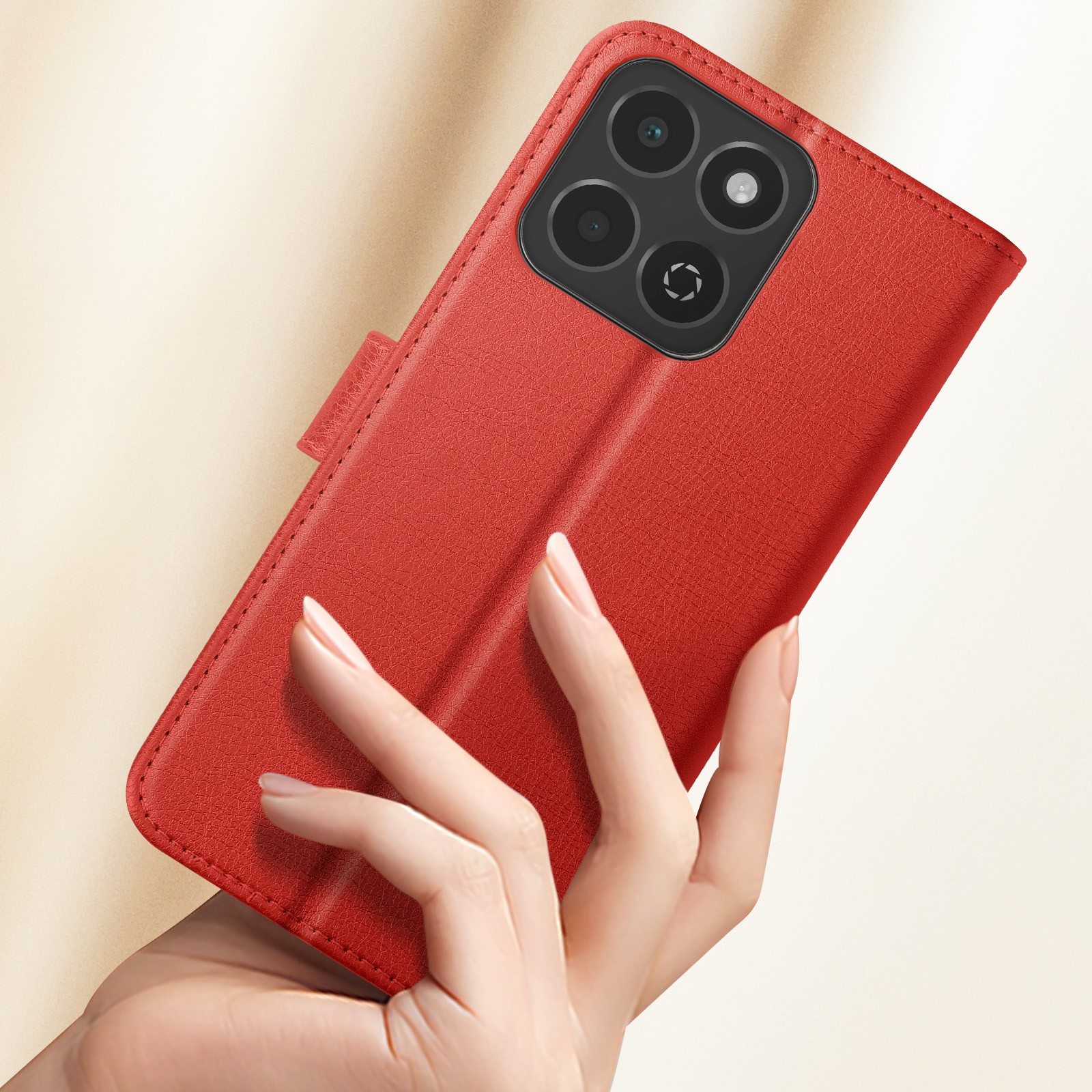 Custodia per Honor 200 Smart con supporto video e scomparti carte rosso