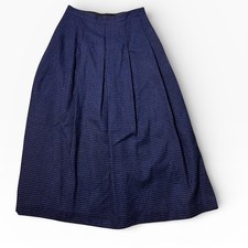 Woolrich Vintage Houndstooth Wool Blend Pleated Midi Skirt Blue Black Sz 10 28W