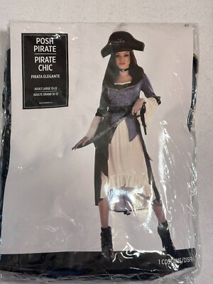 Amscan Posh Pirate 3-Piece Costume Adult Size L 10-12 NIP