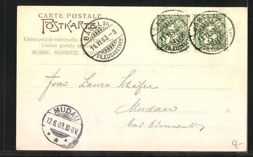 AK Basel, Wettsteinbrücke 1903 - Bild 2 von 2