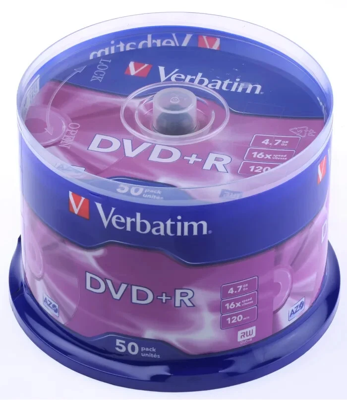 50 Genuine Verbatim 43550 DVD+R DVD Blank Recordable Discs 120 Mins 4.7GB 16x