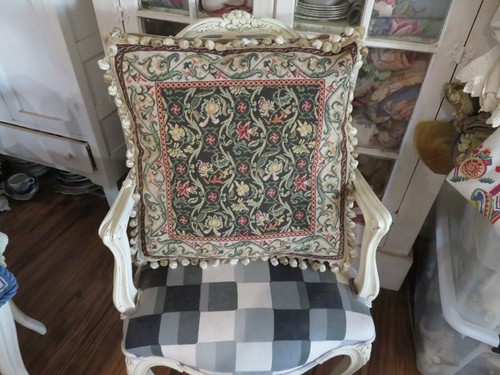 Old World Parisian Aubusson style Handmade Ornate Needlepoint NWOT Huge Pillow