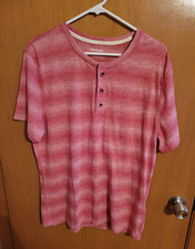 Express Men's Henley Short Sleeve Shirt Red Size Large