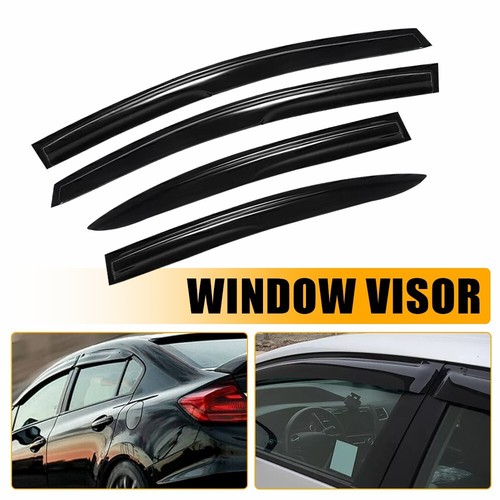 Black Window Visor Rain Guards Weather Shield US For 2012-2015 Honda Civic Sedan - Picture 13 of 18