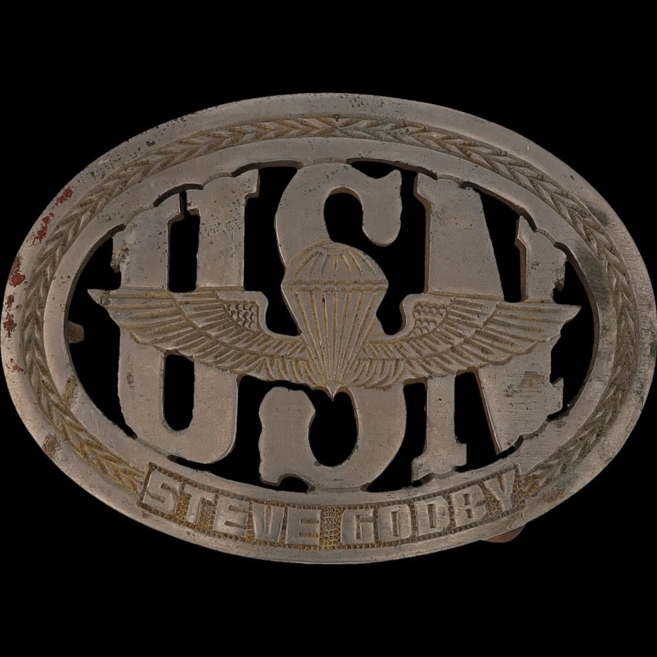 Steve Godby Wwii 海军陆战队伞兵翼海沟艺术复古皮带扣 — 第 3/4 张图片