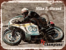 MIKE HAILWOOD TT CHAMP #S1088 SIGN 8 X 6" GARAGE SHED ALUMINIUM METAL BIKE 