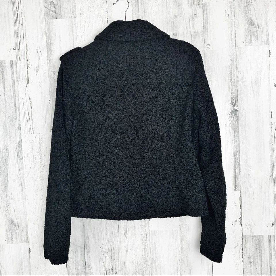 Max Studio Faux Fur Shearling Military/Moto Jacket women size large - Image 4 of 4