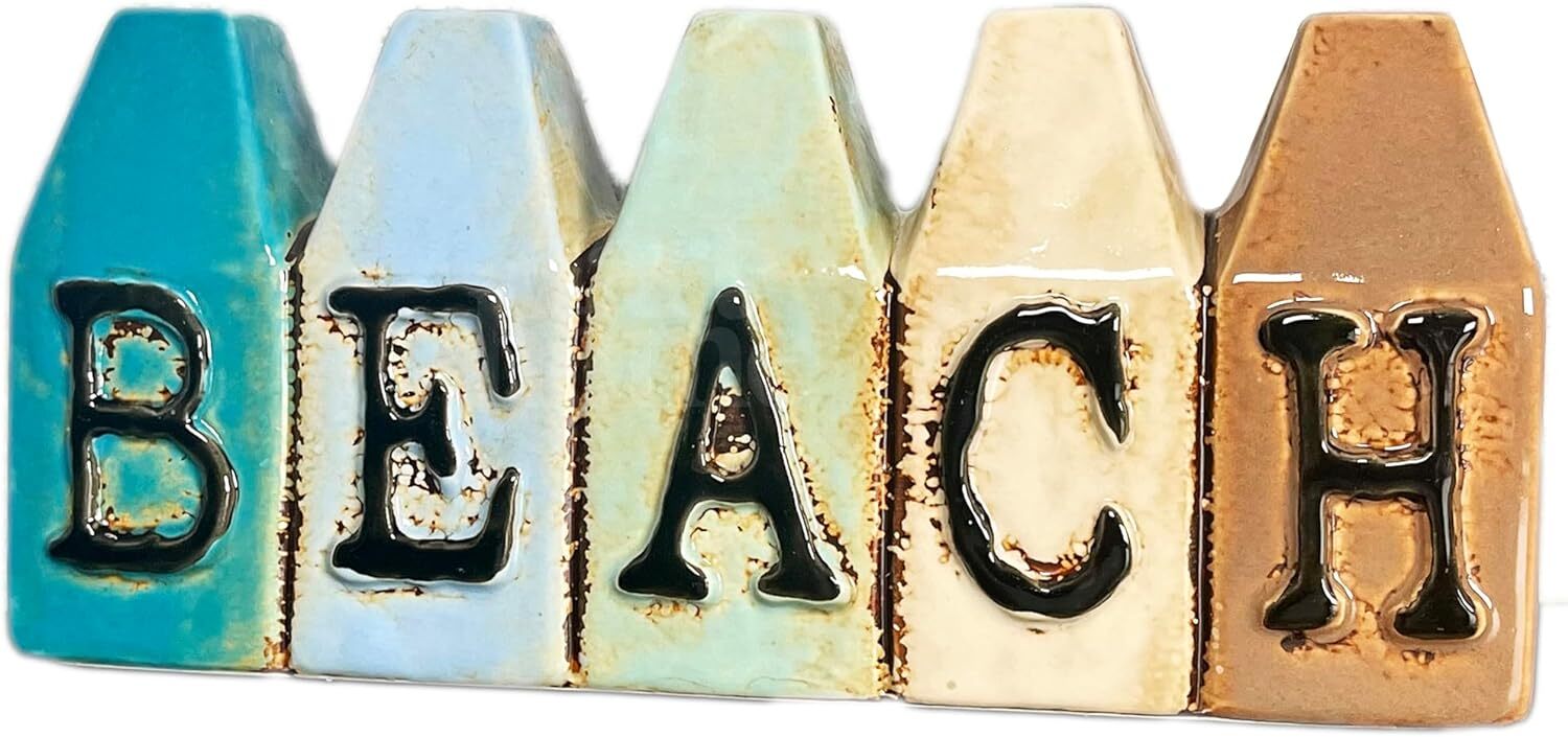 Beach Hut Bud Vase Glazed Ceramic Flower Stem Pot Seaside Colourful Planter Gift