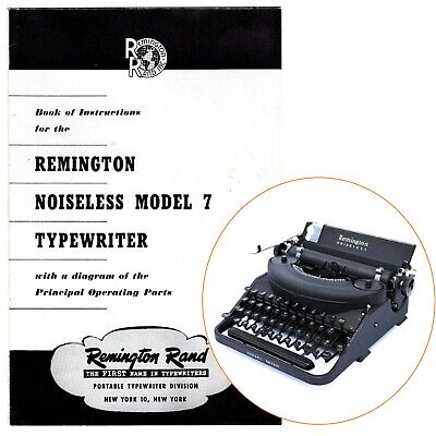 REMINGTON NOISELESS MODEL 7 TYPEWRITER INSTRUCTION MANUAL Antique Vtg No Crinkle