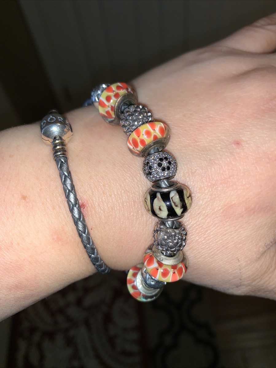 Pandora Charm Pandora Leather Bracelet On Wrist Retired Pandora