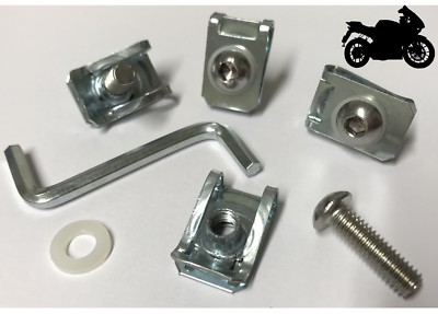 10x Motorrad Verkleidung Panel Clips Stahl Schrauben Turm M6 U C Lug Nuts Befestigung Trim