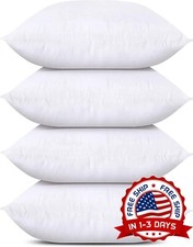Juego De 4 Almohadas Blancas Tama o 16 x 16 Pulgadas Para Sof , Cama NUEVO US