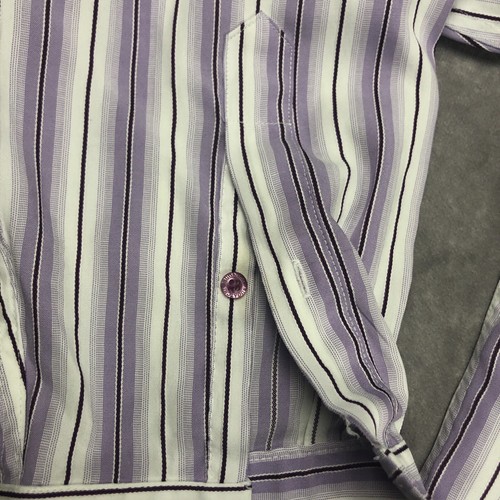 Bugatchi Uomo Shirt Mens M Purple White Striped Button Down Preppy Long Sleeve - Picture 3 of 21