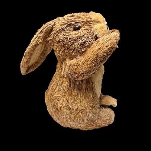 Sisal Tan Beige Woodland Bunny Rabbit Figurine 9.5" Fall Decor - Picture 2 of 7