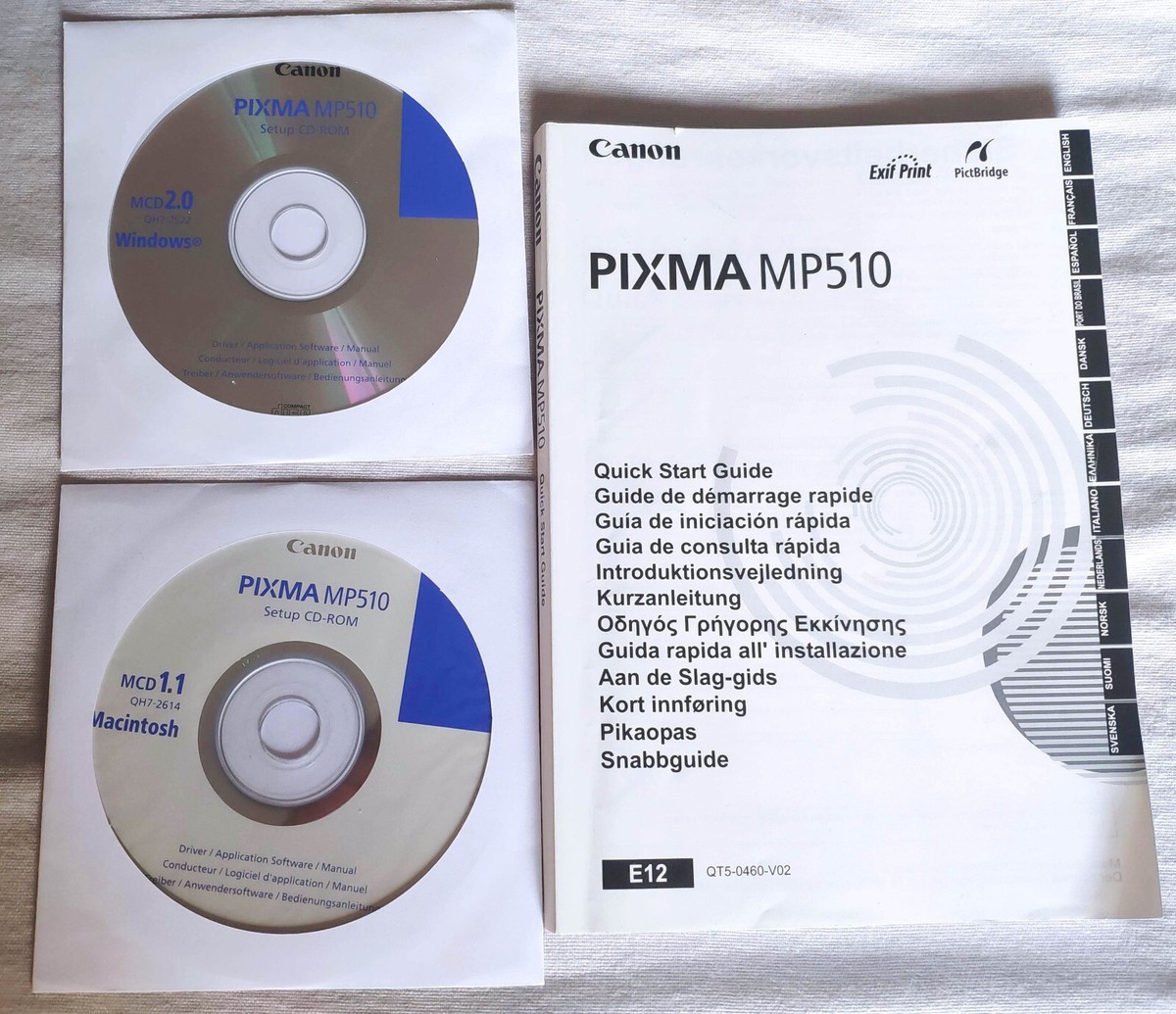 Canon Pixma MP510 guide de démarrage rapide manuel CD for Windows  Macintosh