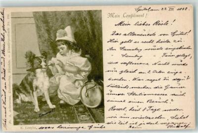 39287506 - signed E. Lonyot Child Pierrot Dog Drum - My Compliment Publisher