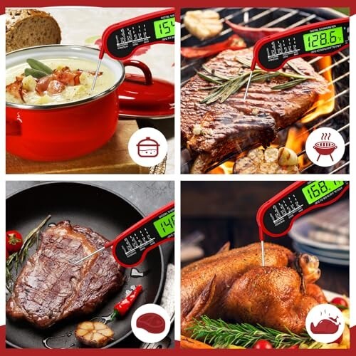 Digital Meat Thermometer for Cooking with Backlight and Hold, Waterproof