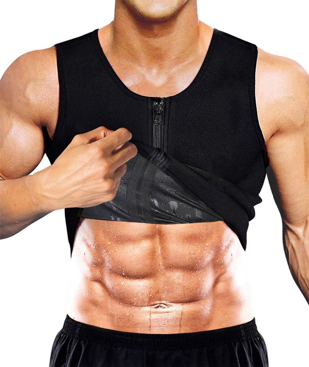 Men Sweat Vest Body Shaper Zipper Sauna Tank Top Neoprene Sport Corset Plus Size