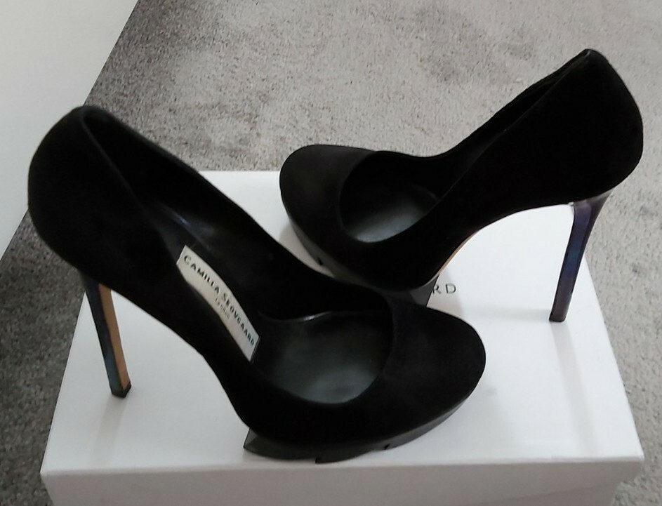 ■SALE★追跡付【Camilla Skovgaard】Stiletto CAMILLA SKOVGAARD HIGH HEELS PLATFORM SHOES BLACK SUEDE SAW