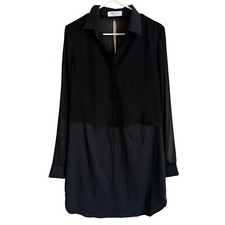 Bailey 44 Elegant Black Panel Shirt Tunic Dress Woman's Large i2