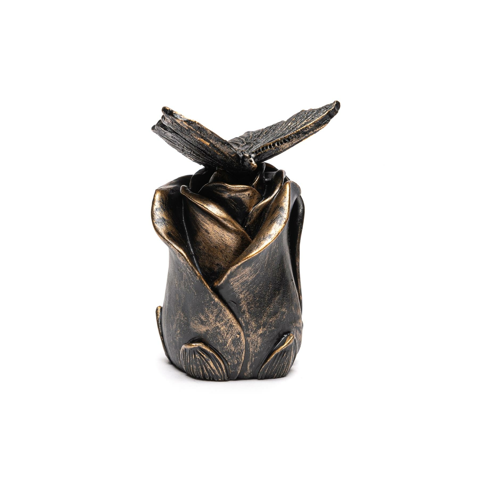 Plant Pot Ornaments Stake Topper Butterfly on Rose Bronze Garden Decoration Gift