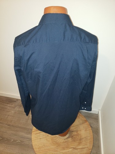 (Large) Mens Ben Sherman Dress Shirt Blue Polka Dot Stretch 16.5 - Picture 4 of 5