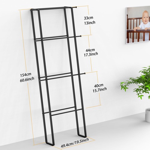 Blanket Ladder Towel Rack, Wall Leaning Ladder Towel Rack Blanket Holder Rack... - Picture 3 of 7