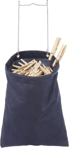 Hanging Clothespin Bag Navy Holds 200 Laundry Pins Indoor Outdoor Anti Rust - 第 1/3 張圖片