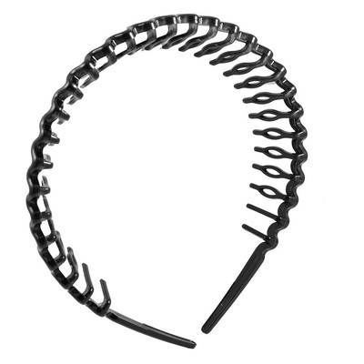 Cinta para el pelo vincha peine de plástico de los dientes Aro Diadema Negro para Mujer J7B4 T6A4