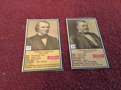 (2) Vintage Presidents Card cut off Little Debbies Boxes 