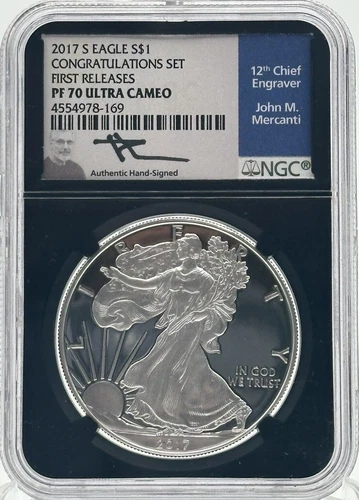 2017 S Proof Silver Eagle NGC PF70 UC JOHN MERCANTI From Congratulations Set*STL