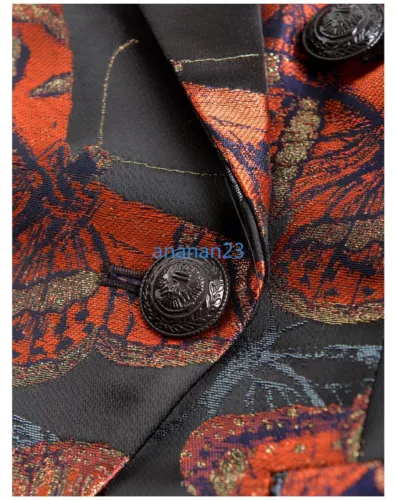 Damen L'AGENCE Jacquard Schmetterling Zweireiher Blazer Jacke Mantel Schwarz Multi - Bild 13 von 16
