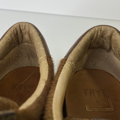 Frye Dylan sneaker donna taglia 8M pelle marrone pelo di vitello scarpa bassa pizzo cognac - Foto 12 di 12