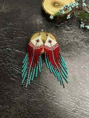 Handmade Seed Bead Fringe Earrings - Long Tassel Beaded Jewelry for Women