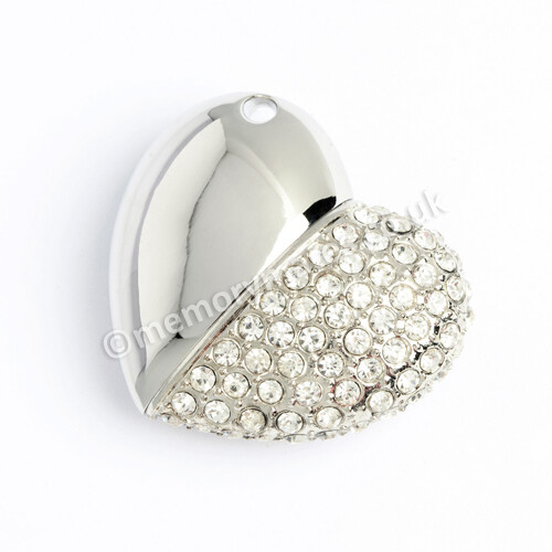 Unità flash USB cuore diamante argento chiavetta memoria fotografo matrimonio regalo di Natale - Foto 3 di 3