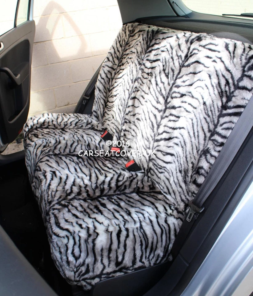 Rover 400 Tourer  - GREY TIGER Faux Fur Furry Car Seat Covers - Full Set - Imagen 4 de 4