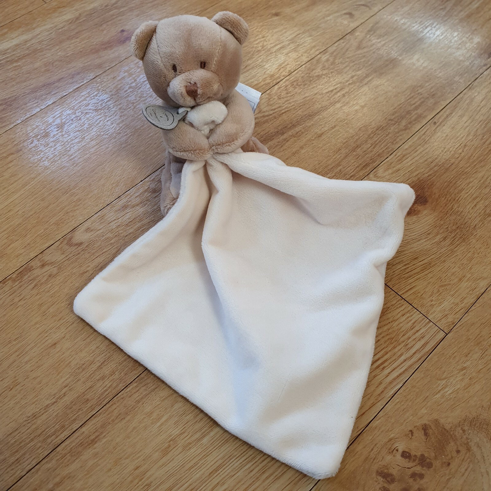 Doudou Et Compagnie Teddy Bear Comforter Soother Blankie Blanket cream brown