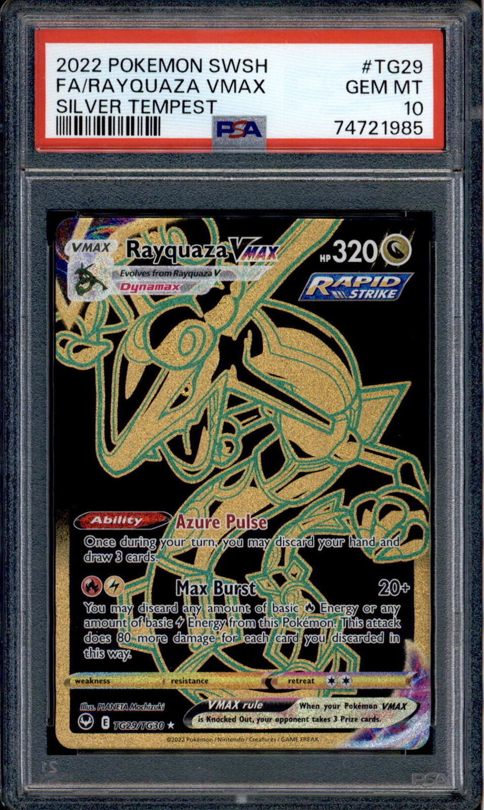 Rayquaza Vmax - TG29/TG30 - PSA 10 - Secret Rare - Silver Tempest