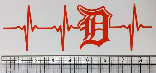 Detroit Tigers Heartbeat Vinyl Decal/Sticker Large 8.5 x 2.6 Inch Lions Pistons - 第 6/6 張圖片