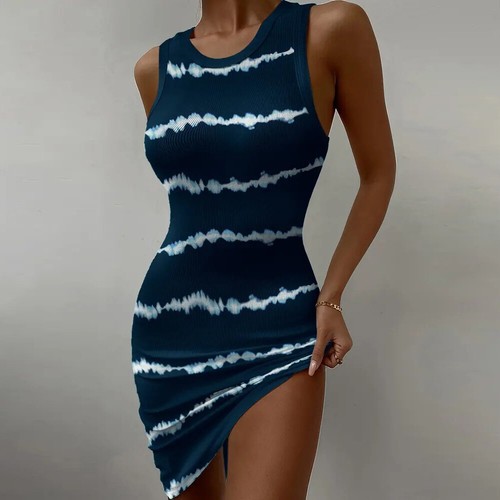 Sexy Damen Drucken Ärmellos Minikleid Bodycon Partykleid Clubwear Sommerkleid DE - Bild 10 von 17