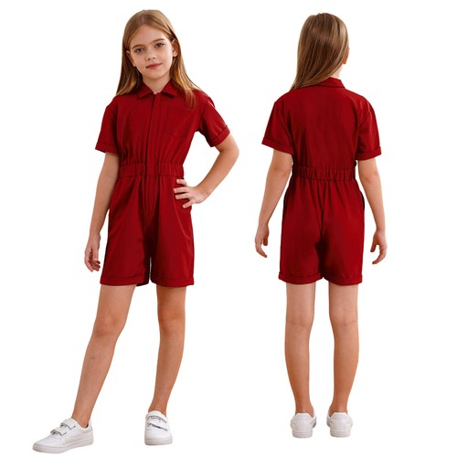 Kids Girls Overalls Summer Coverall With Pockets Rompers One Piece Jumpsuit - Picture 35 of 87