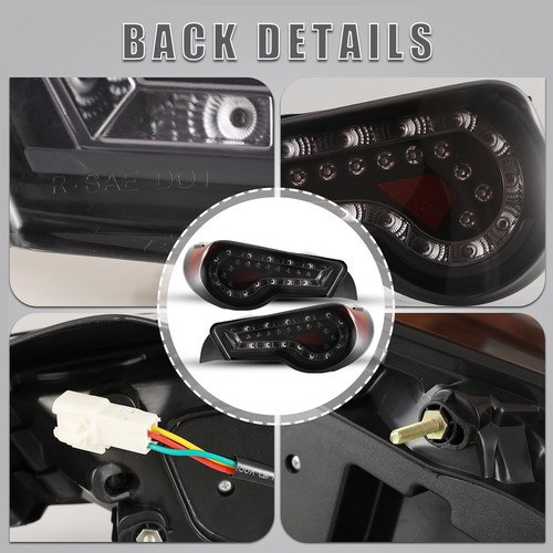 LED Tail Lights For 2013-2016 Scion FR-S / Subaru BRZ Black Smoke Lens Rear Lamp - Picture 10 of 17