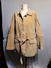 Women's Size Plus 18 Together Leather Jacket Beige Button