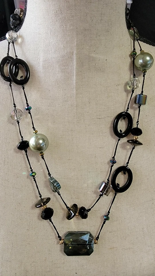 Premier Designs изумруд остров гематит зеленый кристалл бисером ожерелье 48» - новый в коробке - Изображение 2 из 4