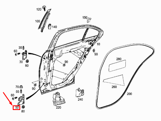 Neu MERCEDES-BENZ C W205 Türscharnier hinten rechts unten A2057301237 Original